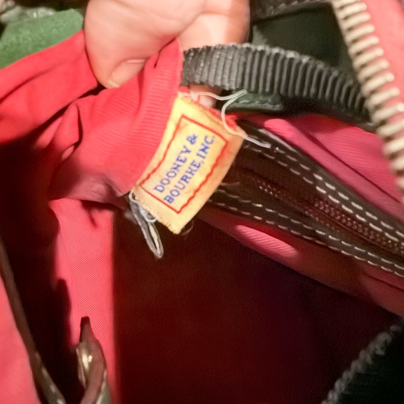 Dooney & Bourke Olive Leather Satchel with Burgundy Trim and Brass Hardware - Picture 11 of 13